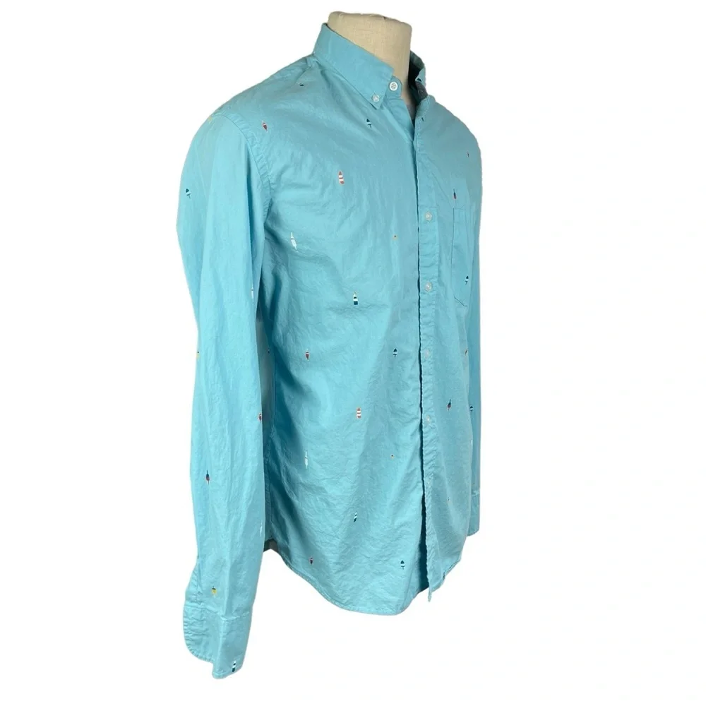J. Crew Blue Classic Flex Oxford Long Sleeve Button Up Shirt Mens Size L‎